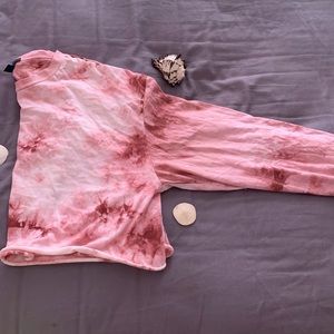 Rue+  Pink Tie Dyed Long Sleeve Crop Top